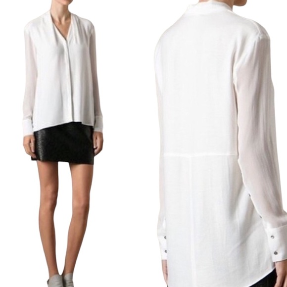 NWT Helmut Lang Cream Silk Blend Long Sleeve Drape Blouse - Picture 4 of 4